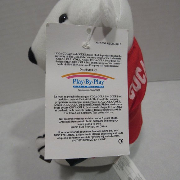 Coca Cola Polar Bear Plush 6.5" Red Jersey #1 Bottle 1999 with Tags - Picture 4 of 9